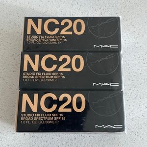 New , Un opened set of 3 NC20 studio fix SPF 15 MAC foundation.